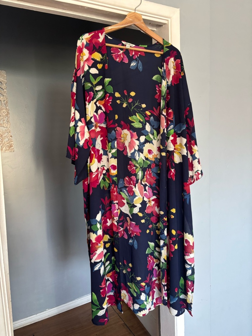 The Pioneer Women Navy Floral Open-Front Kimono L/XL